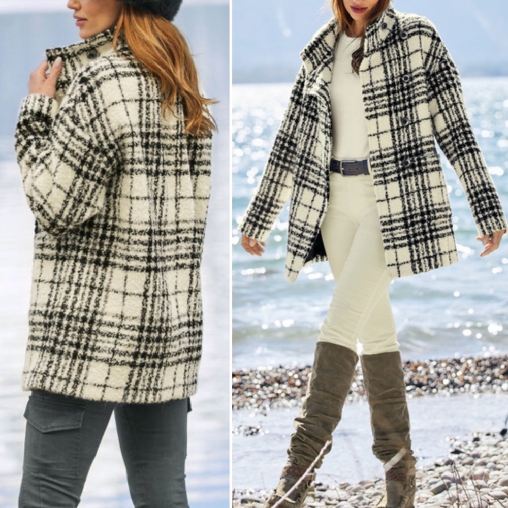 PERUVIAN CONNECTION COAT ELLIOT PLAID ALPACA WOOL WINTER XL PLUS NWT